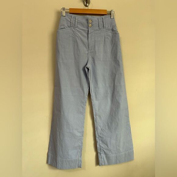 Anthropologie Flared Cropped Pants in Light Blue - Picture 2 of 9